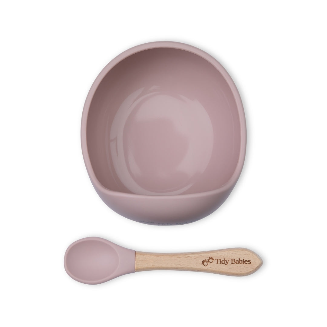 Silicone Suction Base Lip Bowl & Spoon Set - Silicone Bowls Silicone Suction Mealtime Lip Bowl & Spoon – Bpa-free Baby Feeding Set