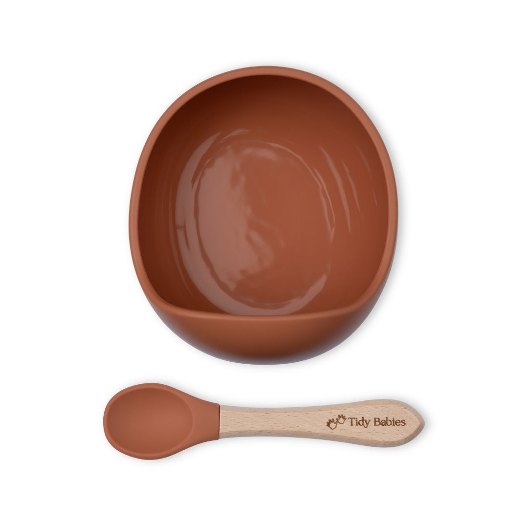 Silicone Suction Base Lip Bowl & Spoon Set - Silicone Bowls Silicone Suction Mealtime Lip Bowl & Spoon – Bpa-free Baby Feeding Set