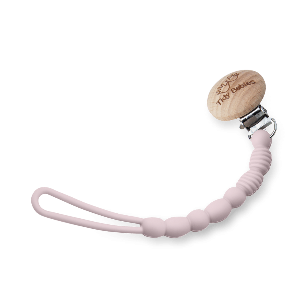 Silicone Textured Chain Baby Dummy Clip - Musk - Pacifier Clips & Holders Silicone Baby Dummy Clip – Bpa-free Textured Chain & Wooden Clip