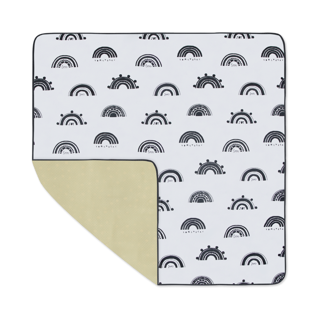 Splat Mat Messy Floor Mealtime Cover Perfect For Keeping Floors Clean - Charcoal Rainbows - Floor Mat