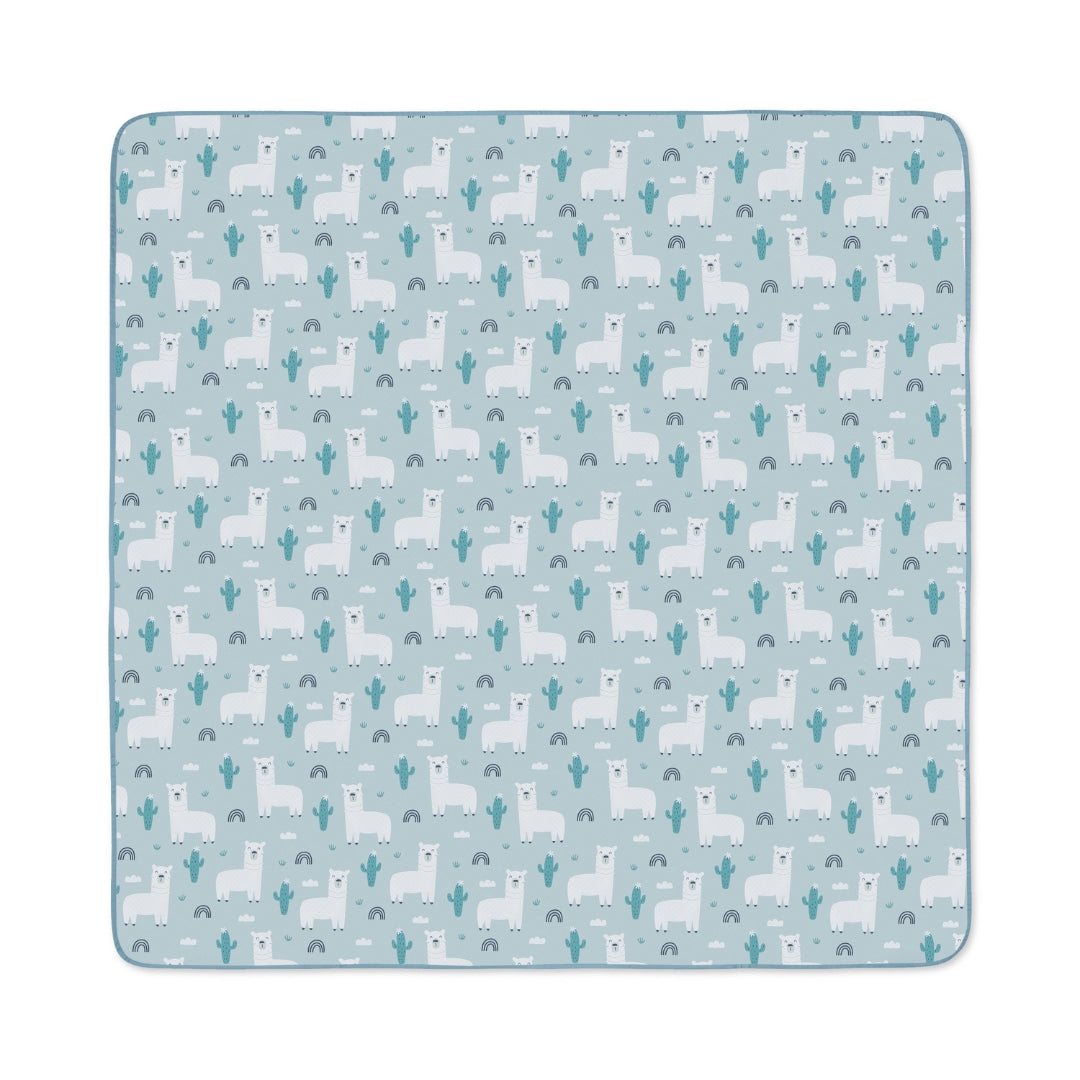 Square alpaca-patterned splat mat water resistant floor cover for messy play