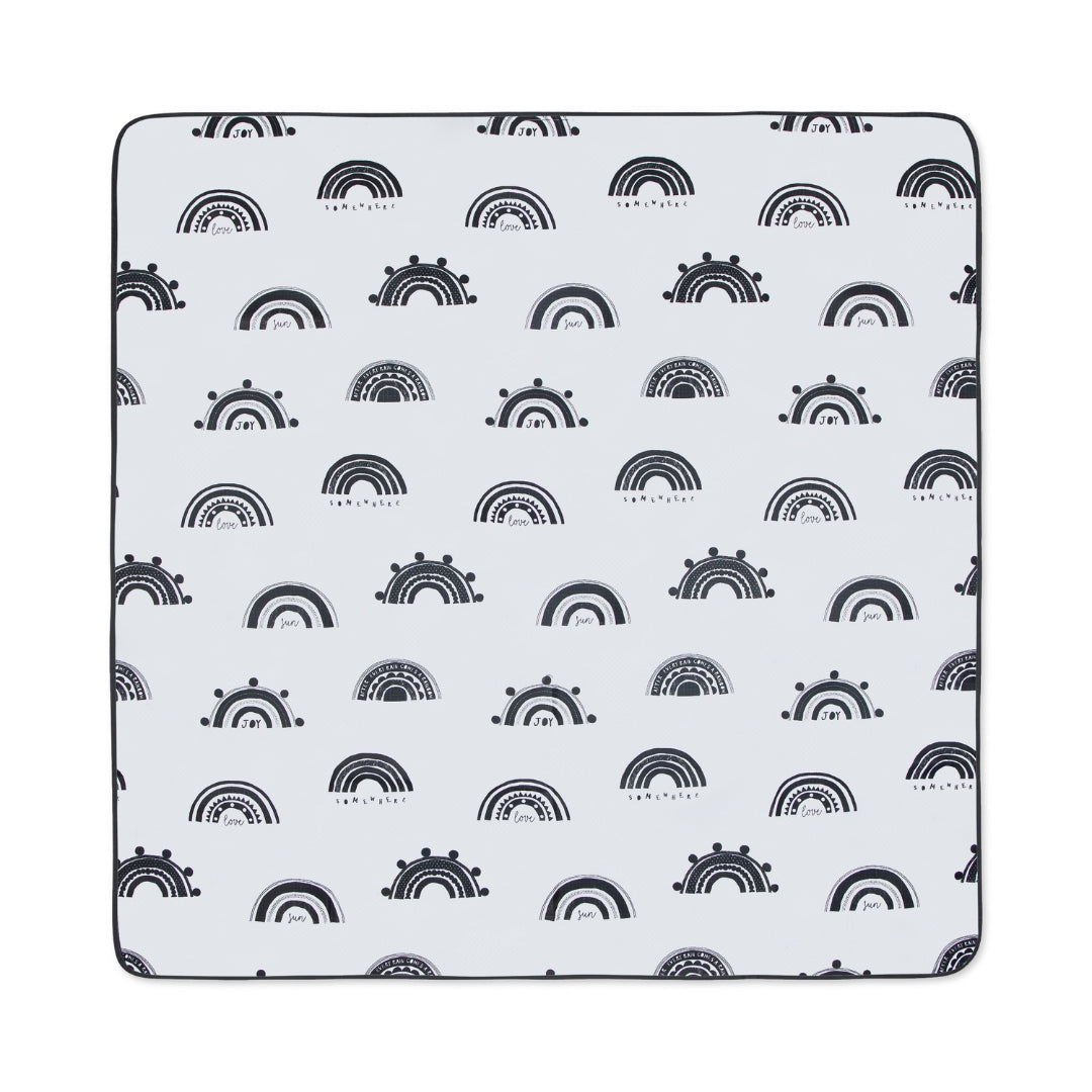 Square Splat Mat Messy Floor Cover with Rainbow Pattern, Water Resistant Splat Mat