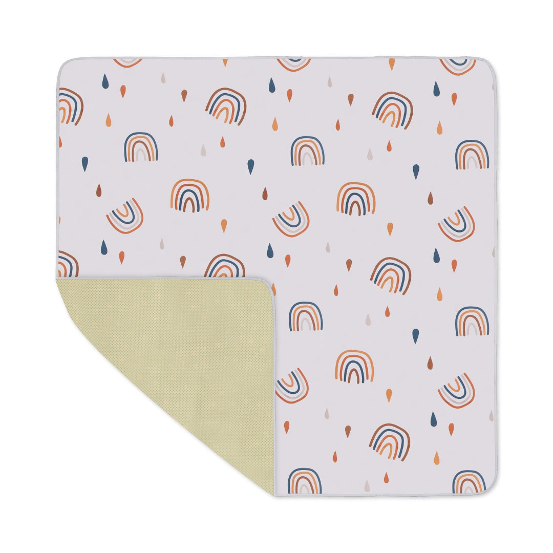 Splat Mat Messy Floor Cover with Rainbow and Raindrop Pattern, Water Resistant Splat Mat