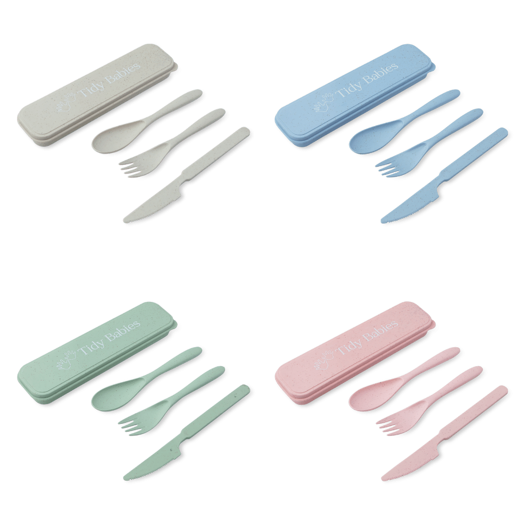 Wheat Straw Fibre Travel Cutlery Set Spoon Fork Knife & Travel Case - Cutlery