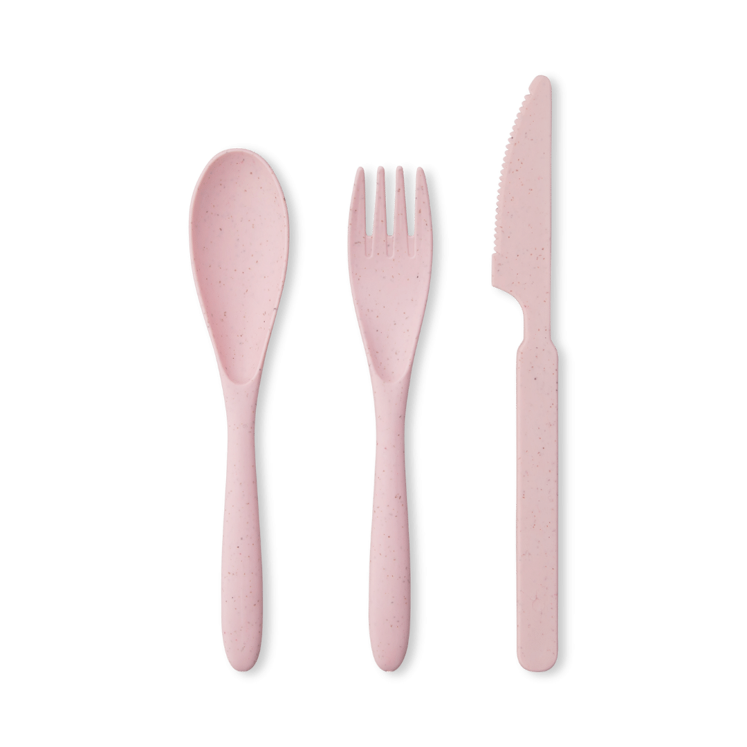 Wheat Straw Fibre Travel Cutlery Set Spoon Fork Knife & Travel Case - Cutlery